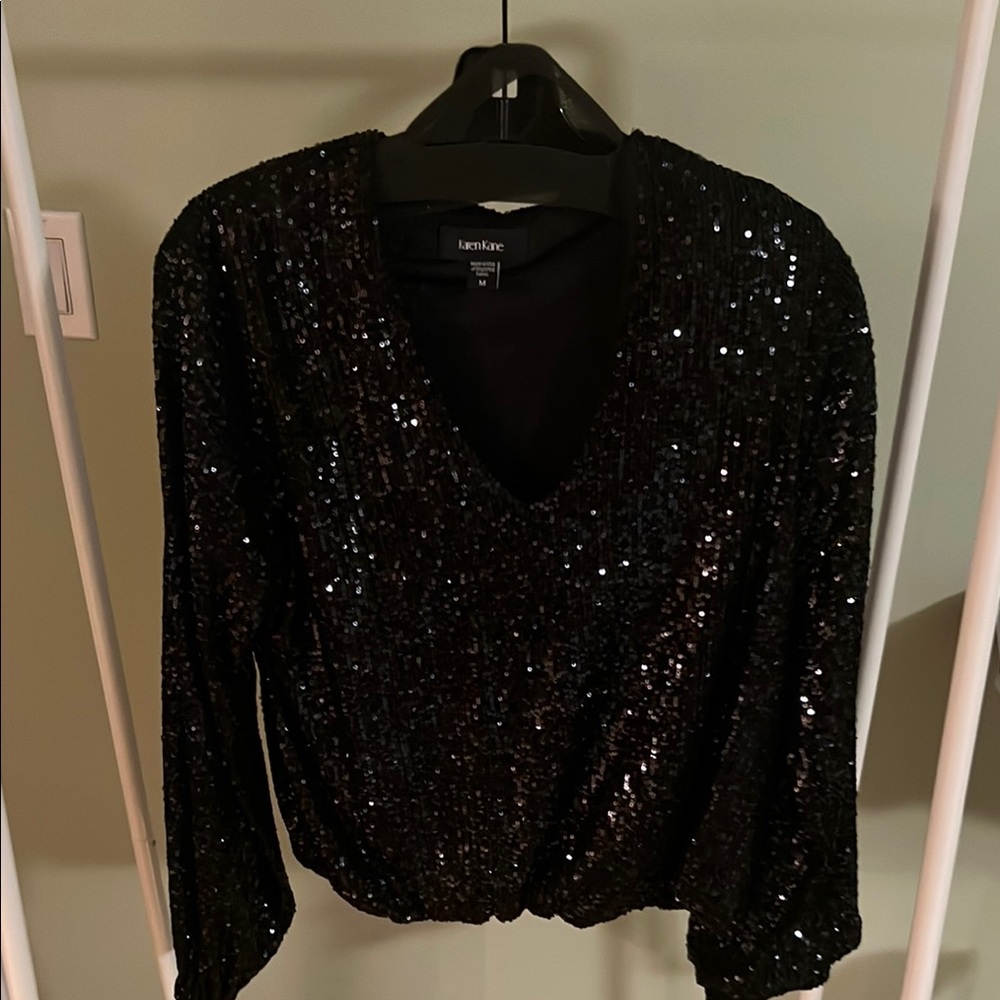 Black Sequin Women's Top